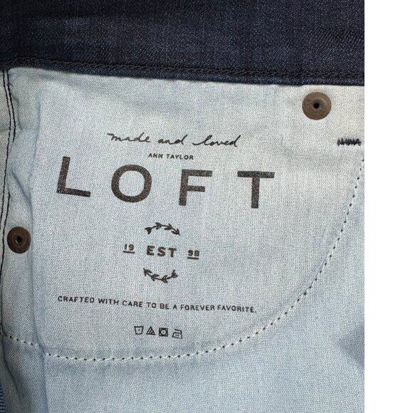 Loft Ann Taylor Dark Wash Mid Rise Stretch Flare Jeans - Picture 2 of 10
